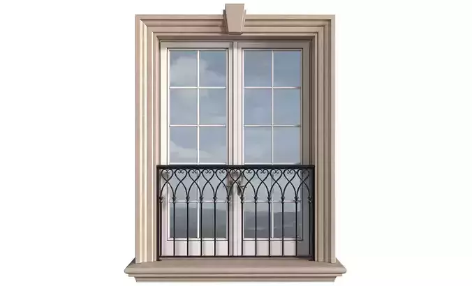 Classic facade window with French balcony