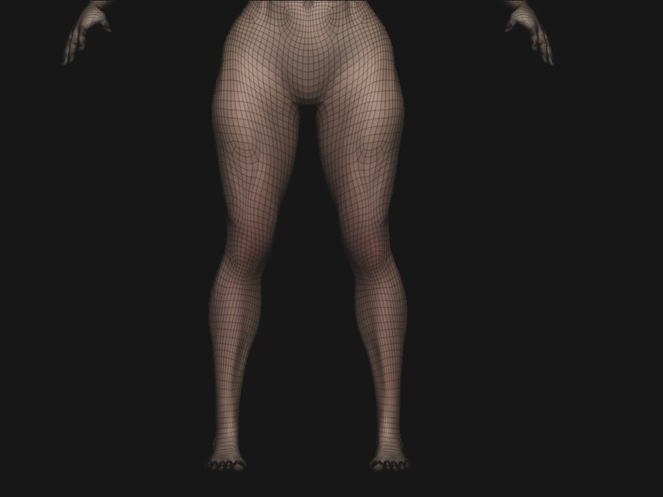 Female base mesh  Low-poly 3D model_17