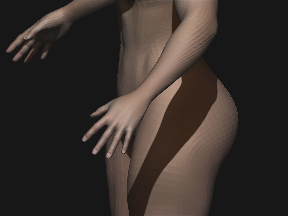 Female base mesh  Low-poly 3D model_11