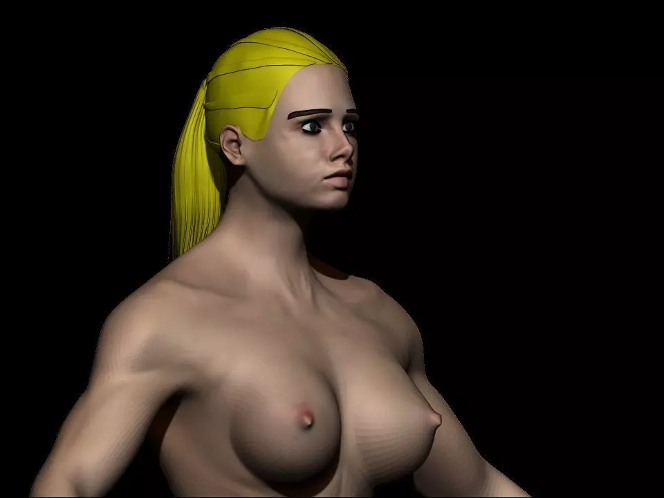 Female base mesh  Low-poly 3D model_0