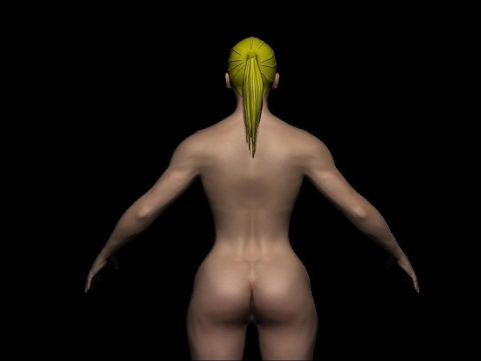 Female base mesh  Low-poly 3D model_8