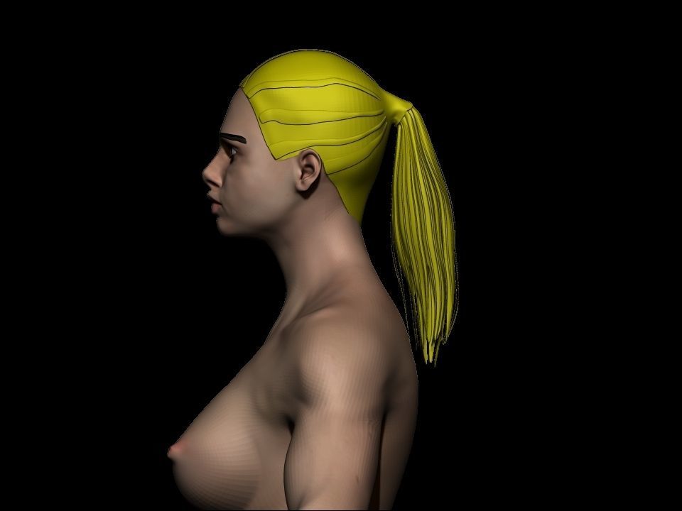 Female base mesh  Low-poly 3D model_4