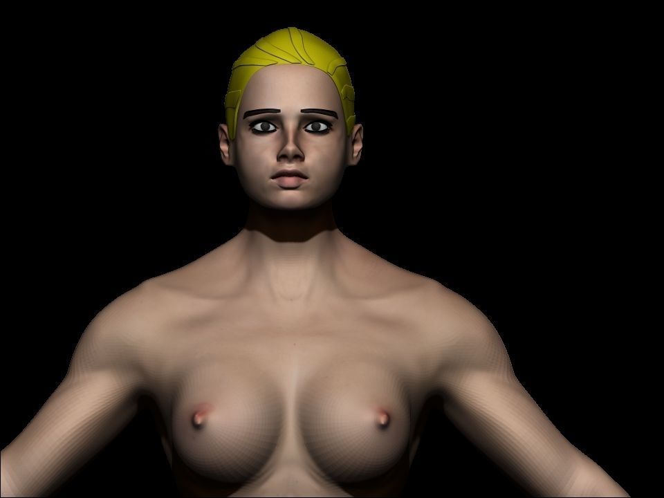 Female base mesh  Low-poly 3D model_3