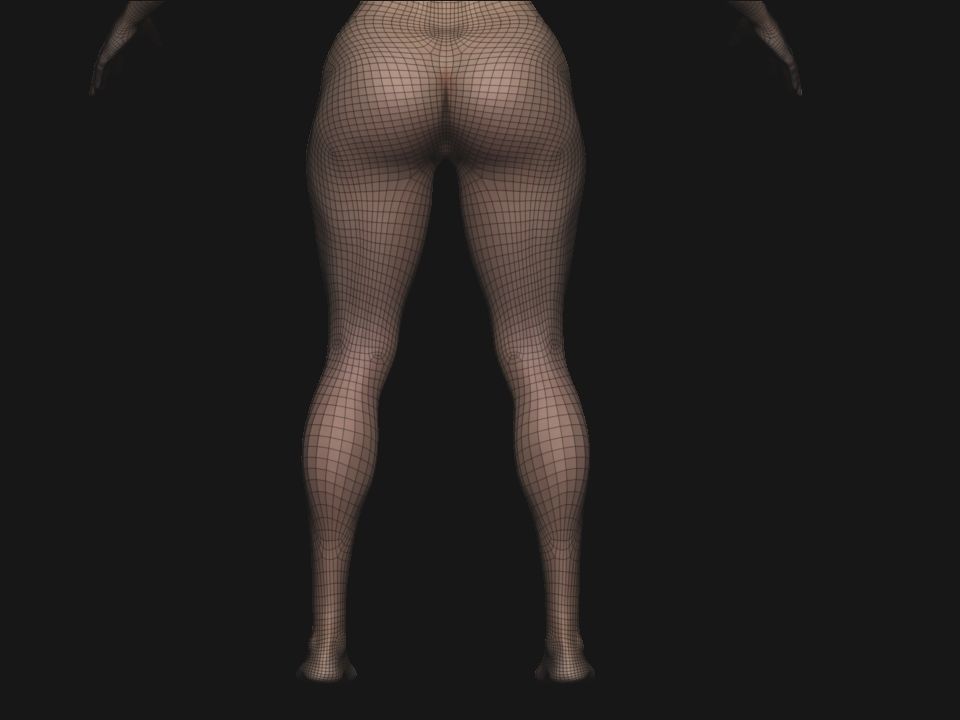 Female base mesh  Low-poly 3D model_12