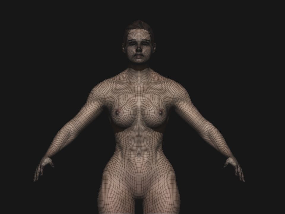 Female base mesh  Low-poly 3D model_14