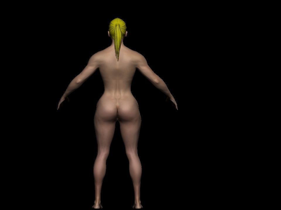 Female base mesh  Low-poly 3D model_2