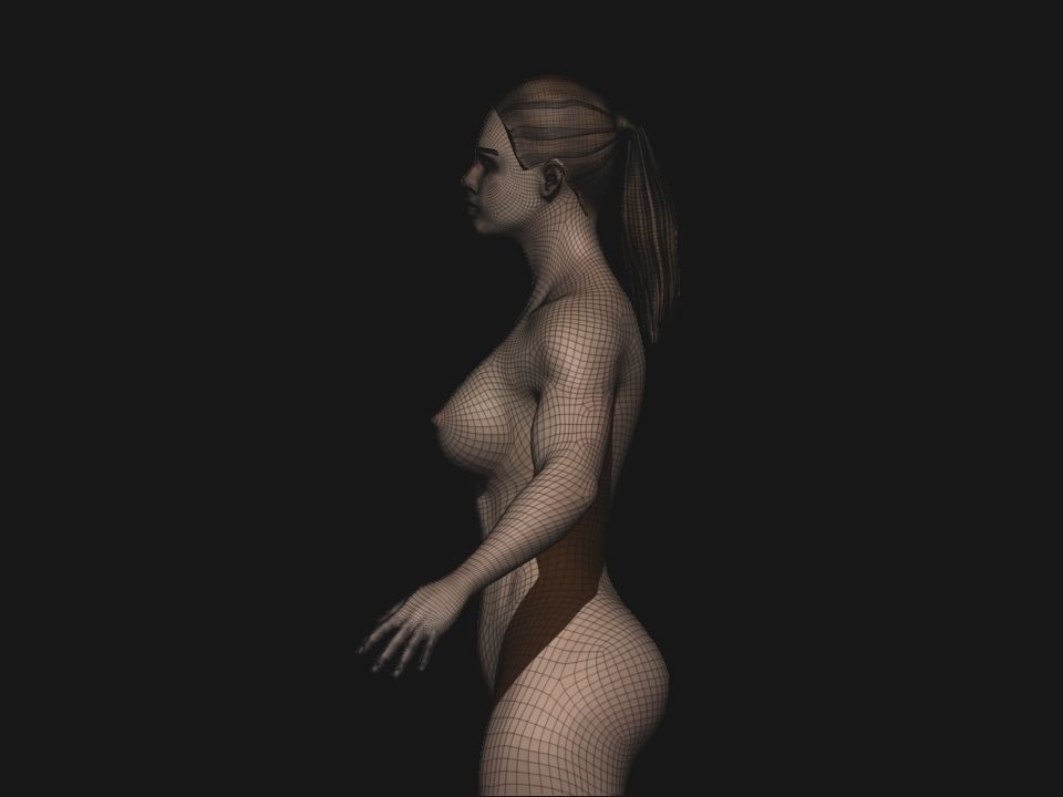 Female base mesh  Low-poly 3D model_15