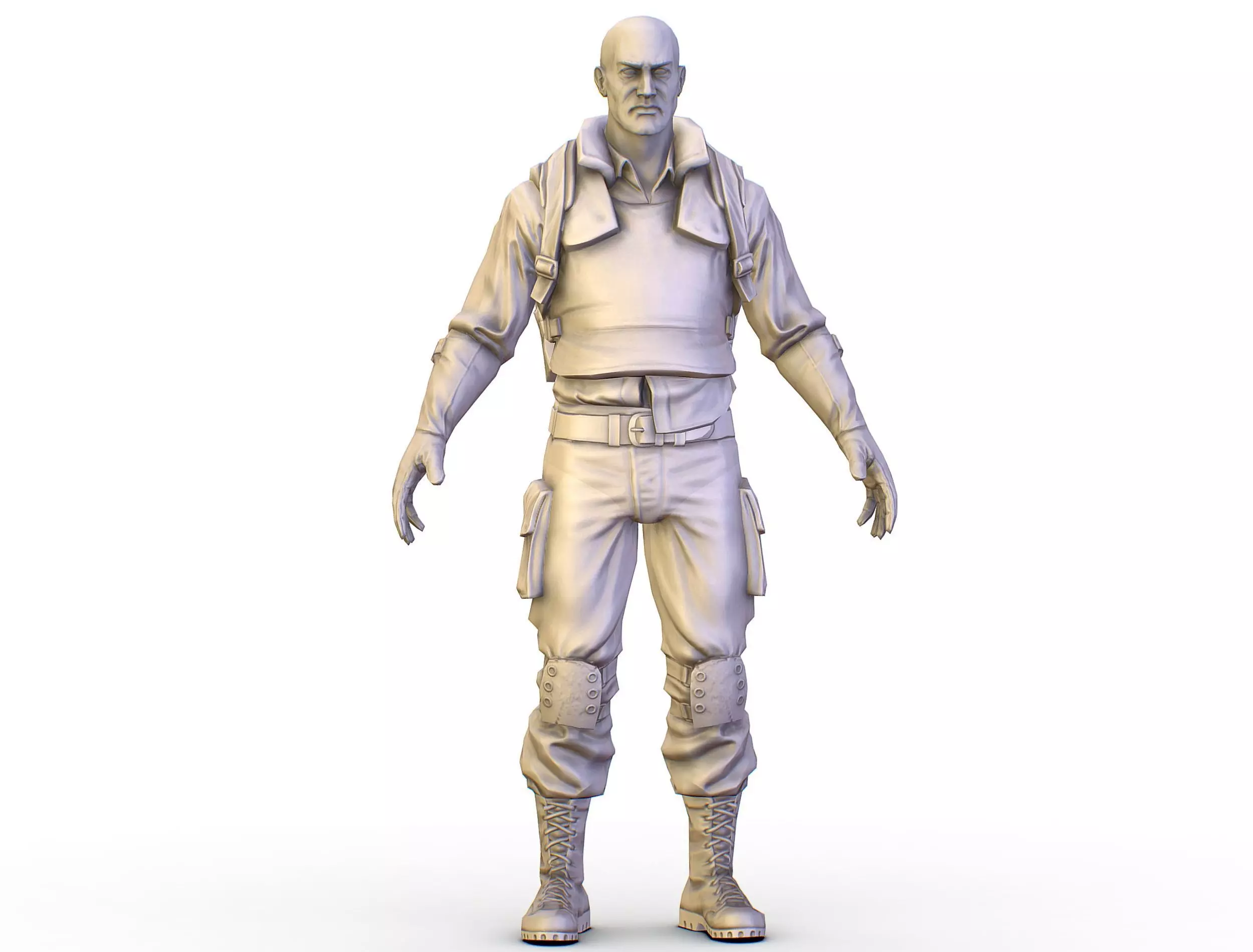 Base model of a soldier for texturing Low-poly 3D model