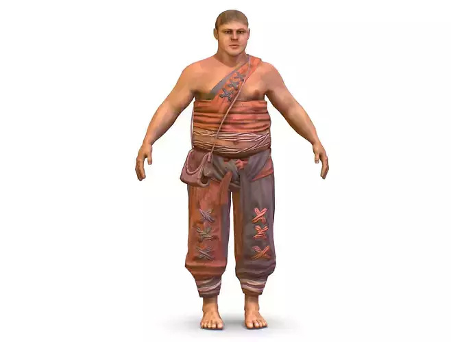 Low Poly model Man Farmer Character