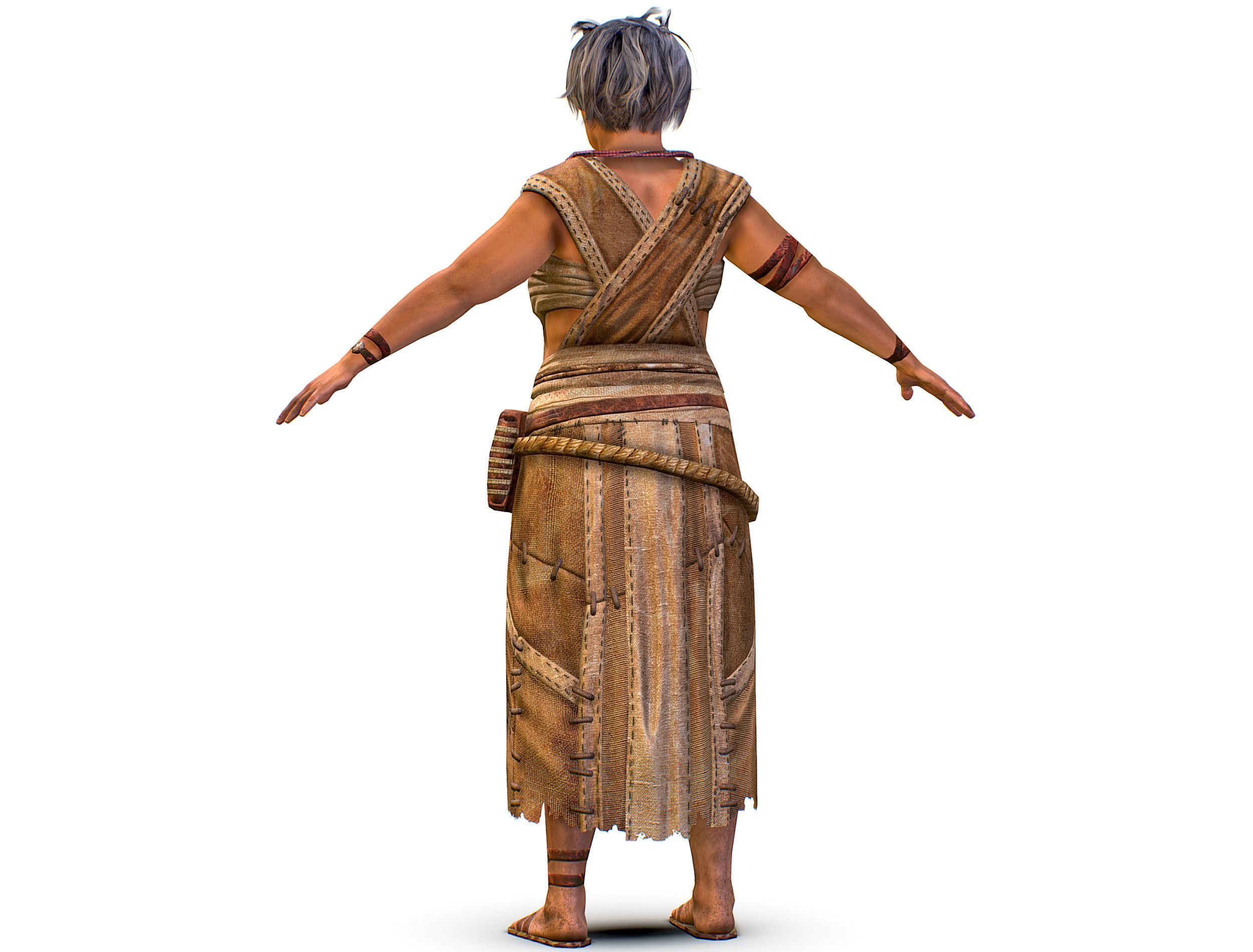 Low Poly model OldWoman Farmer Character Low-poly 3D model_6
