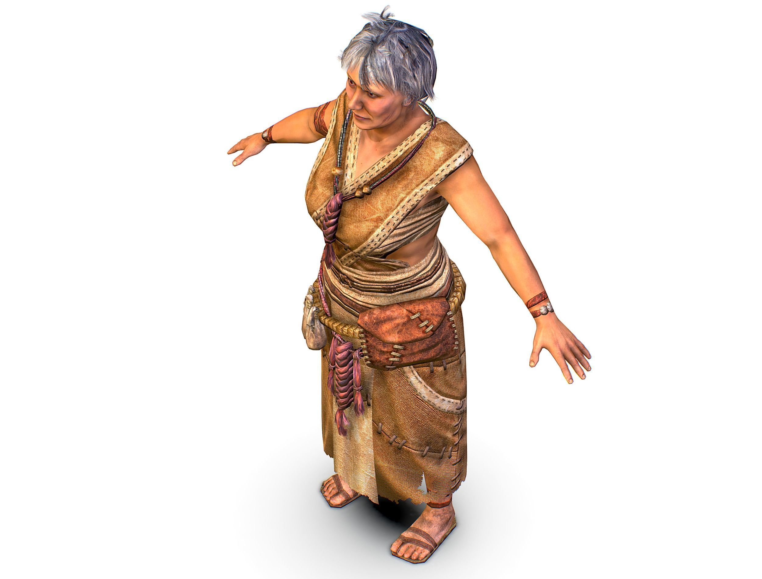 Low Poly model OldWoman Farmer Character Low-poly 3D model_13