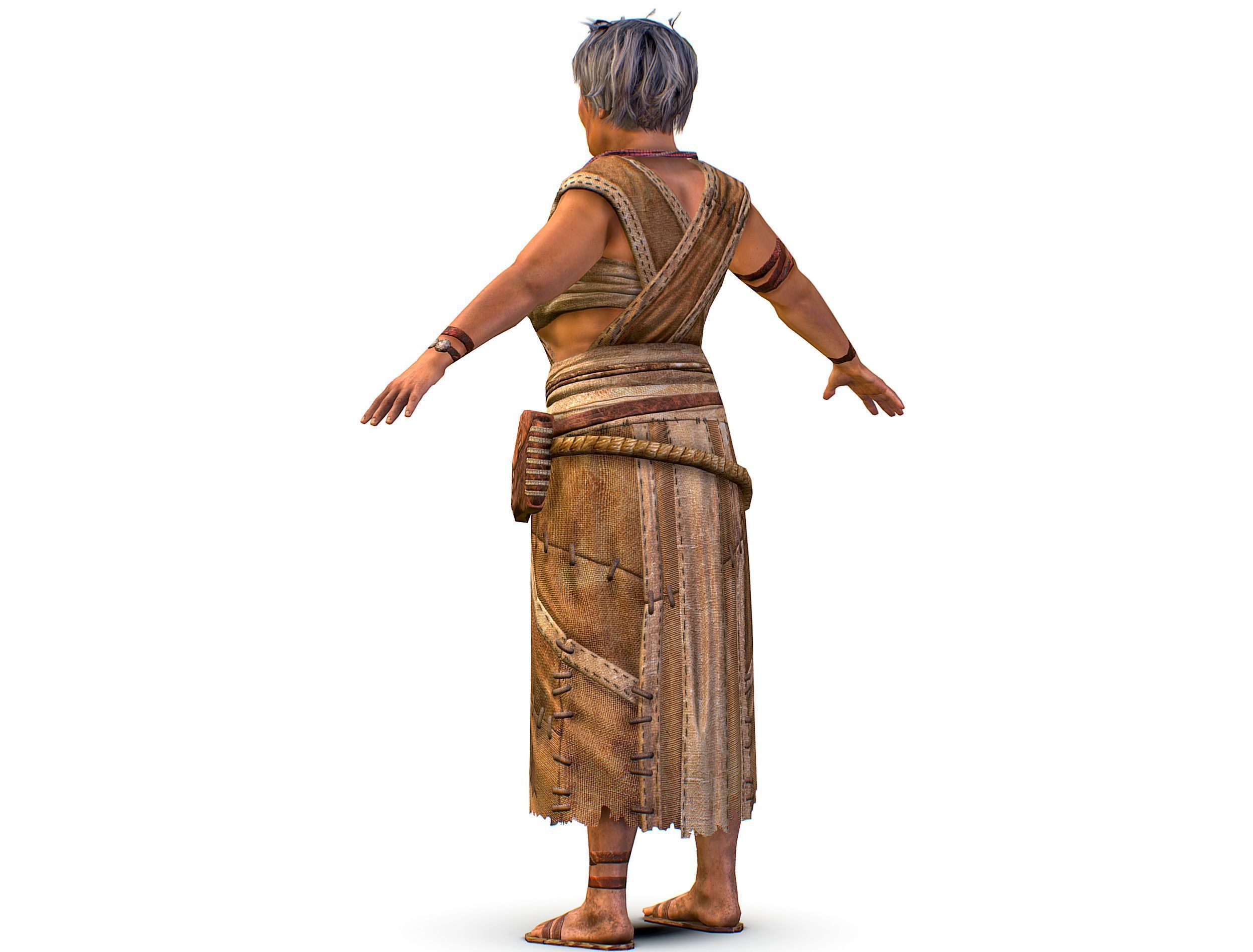 Low Poly model OldWoman Farmer Character Low-poly 3D model_5