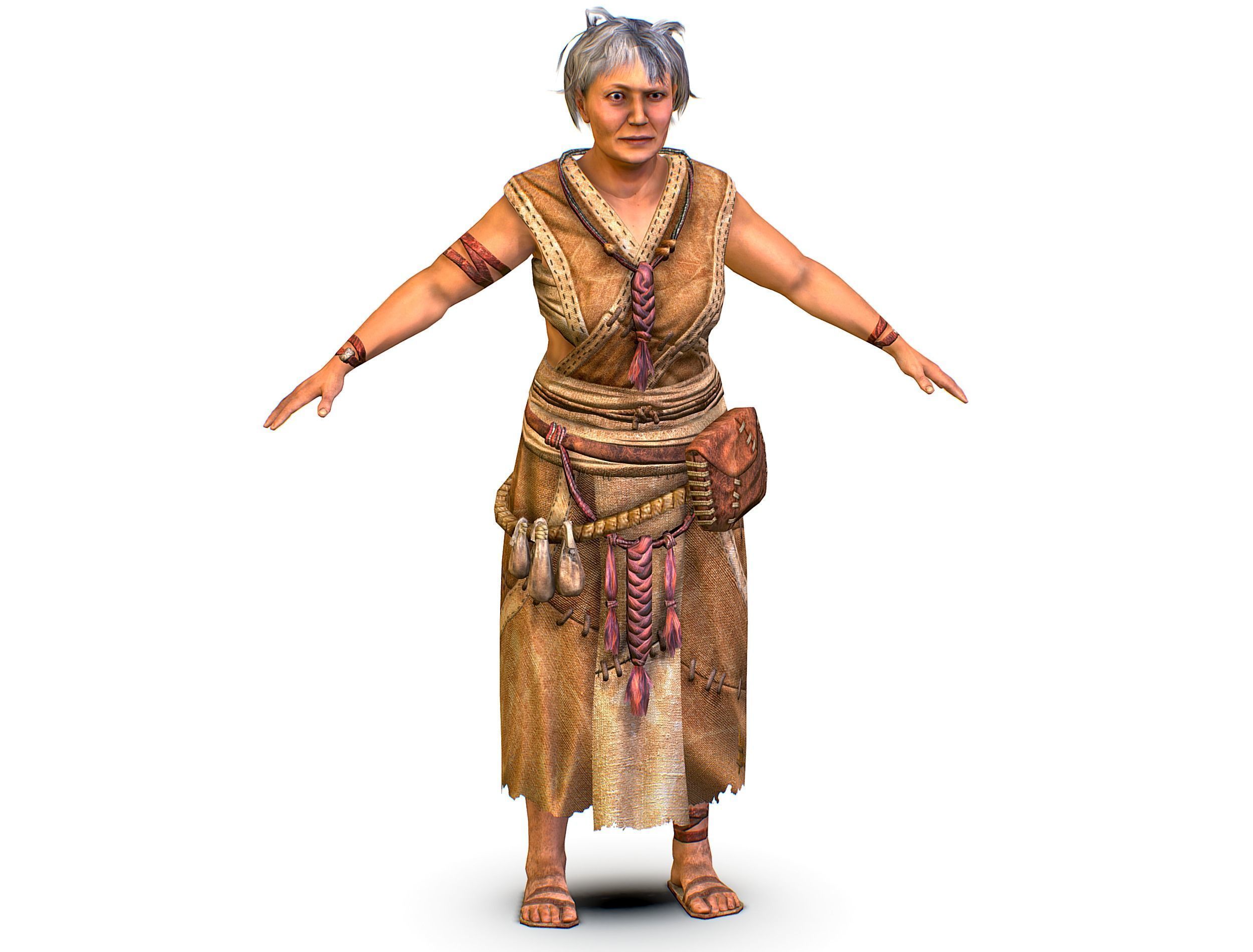 Low Poly model OldWoman Farmer Character Low-poly 3D model_11