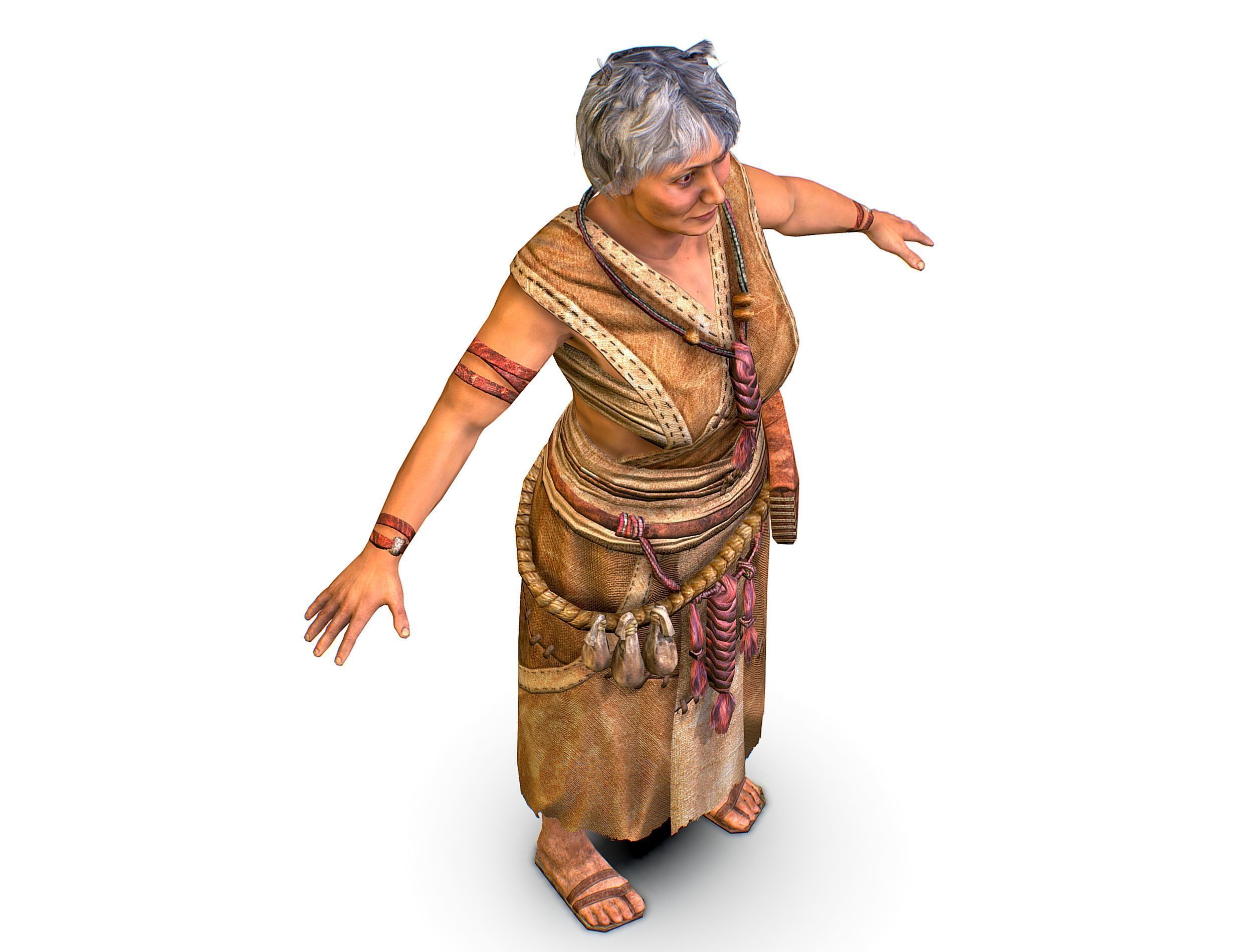 Low Poly model OldWoman Farmer Character Low-poly 3D model_12