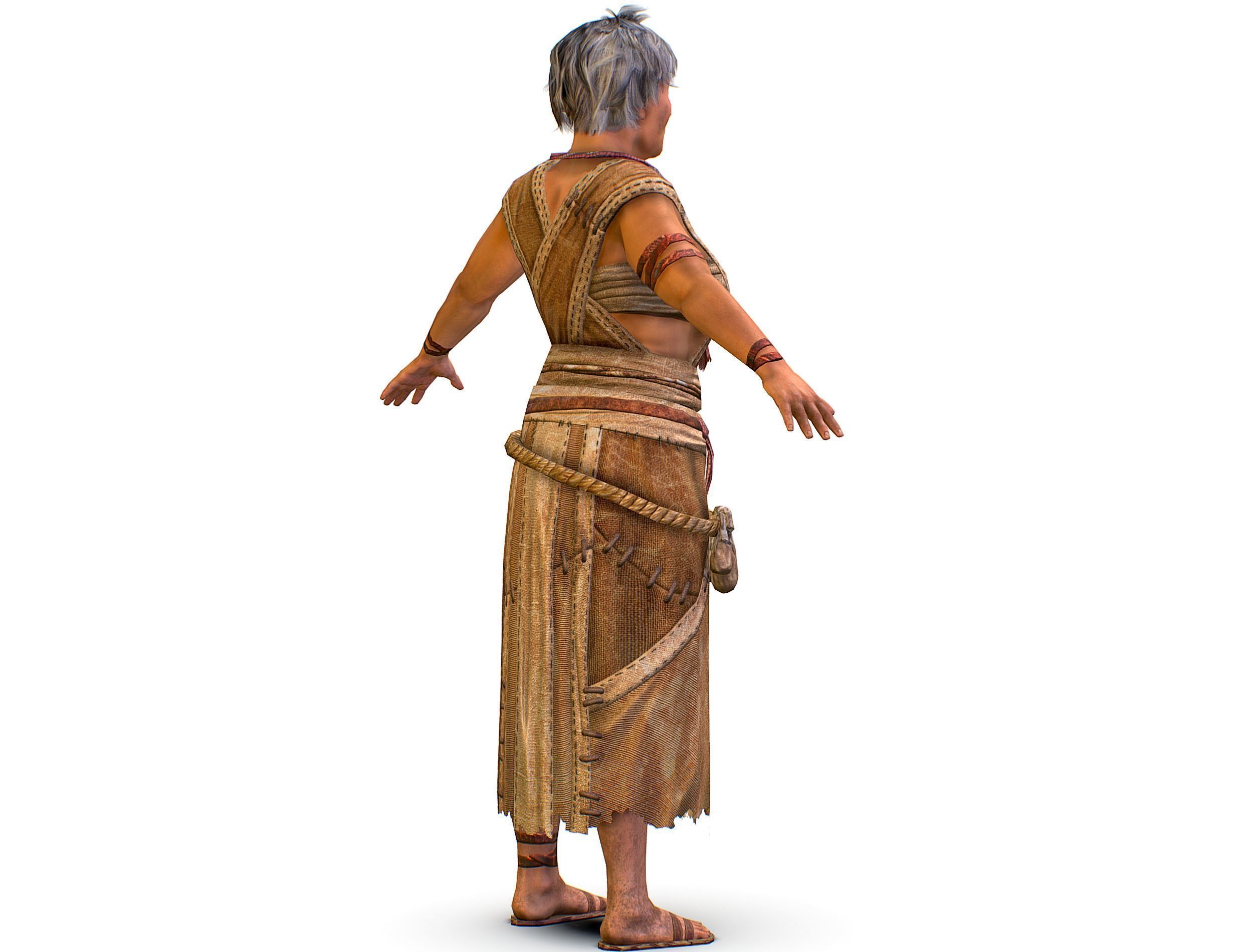 Low Poly model OldWoman Farmer Character Low-poly 3D model_8