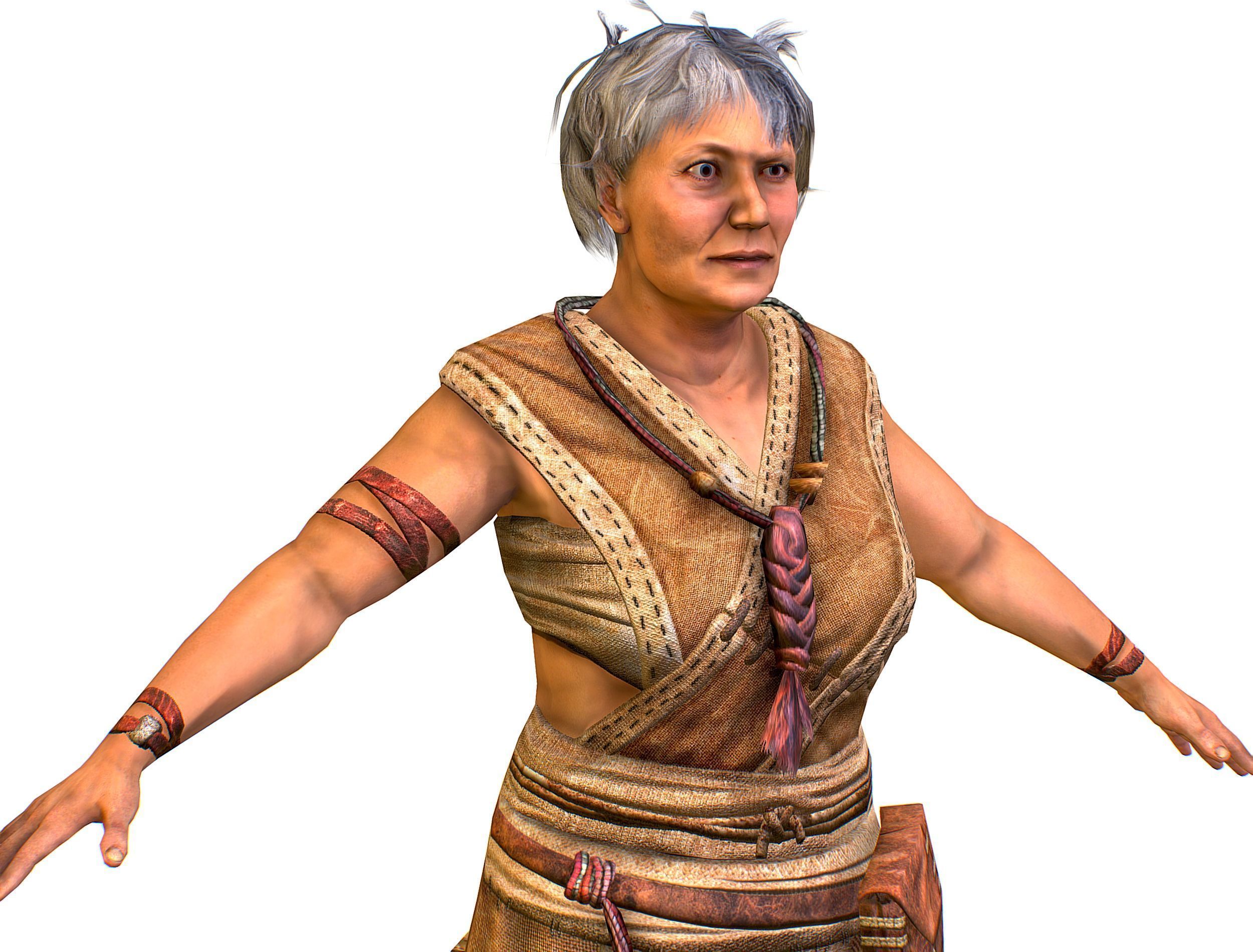 Low Poly model OldWoman Farmer Character Low-poly 3D model_16