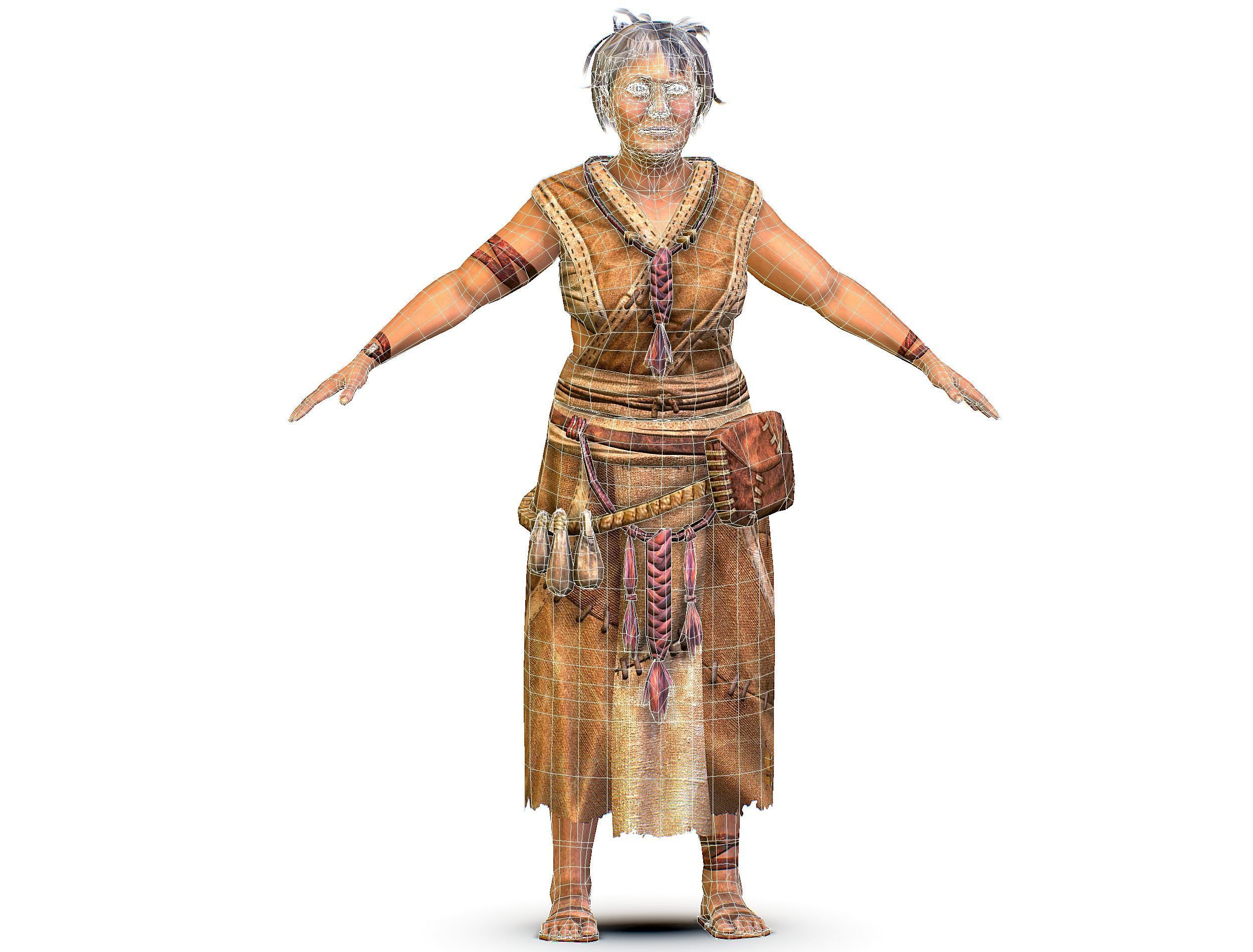 Low Poly model OldWoman Farmer Character Low-poly 3D model_19