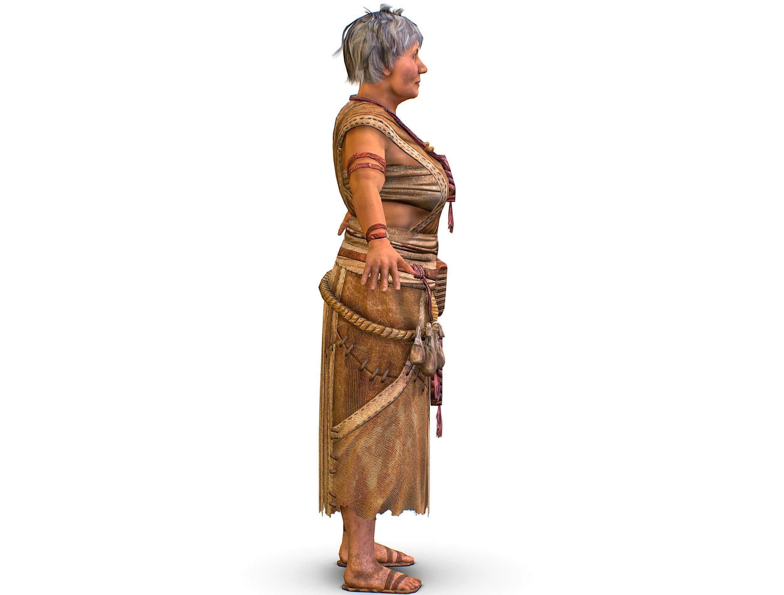 Low Poly model OldWoman Farmer Character Low-poly 3D model_9