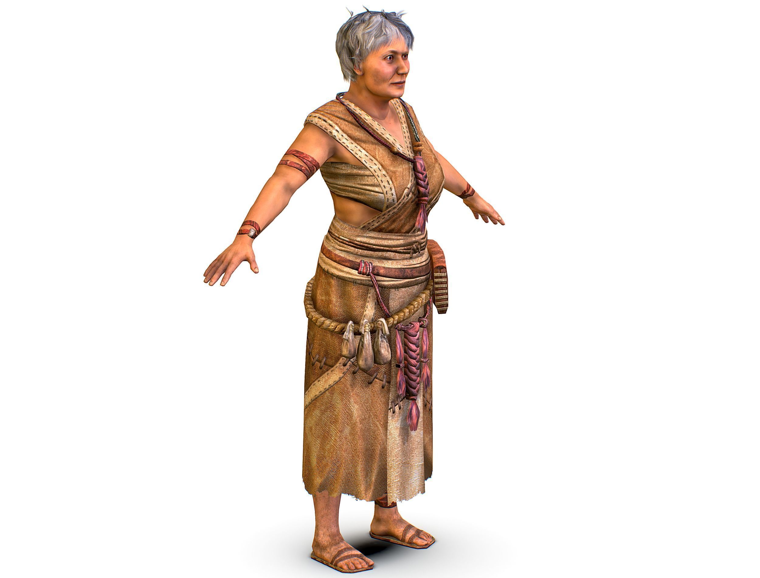 Low Poly model OldWoman Farmer Character Low-poly 3D model_10