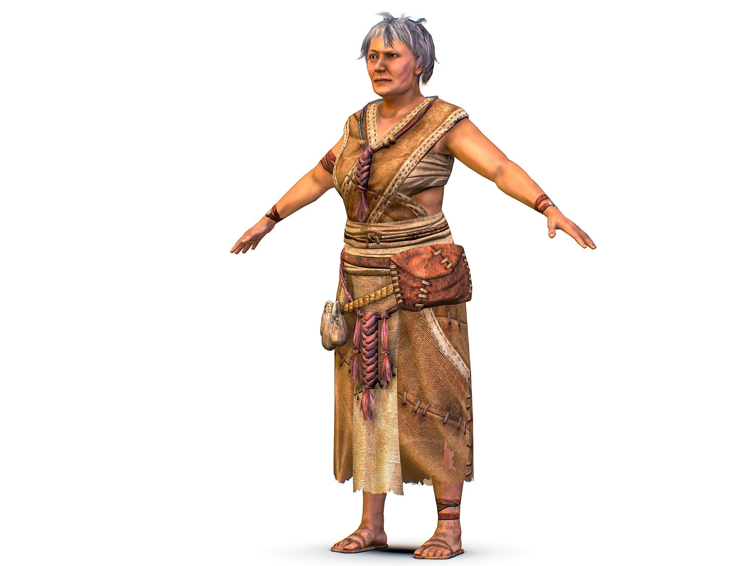 Low Poly model OldWoman Farmer Character Low-poly 3D model_1