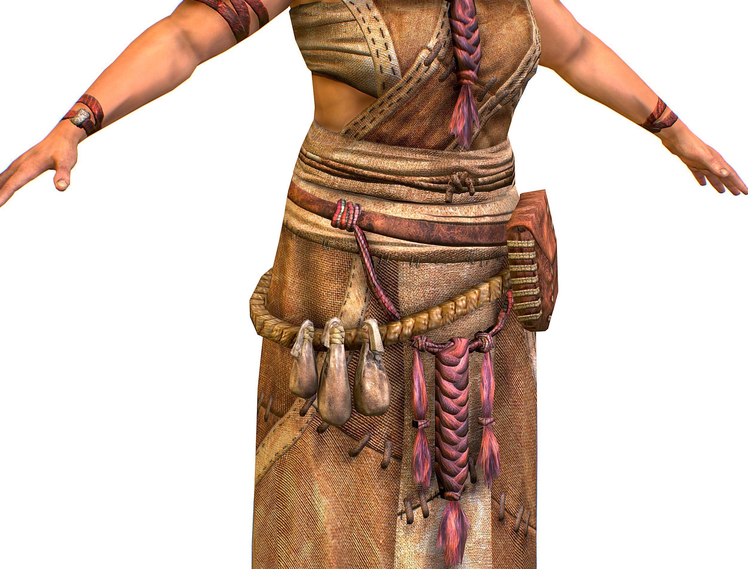 Low Poly model OldWoman Farmer Character Low-poly 3D model_17