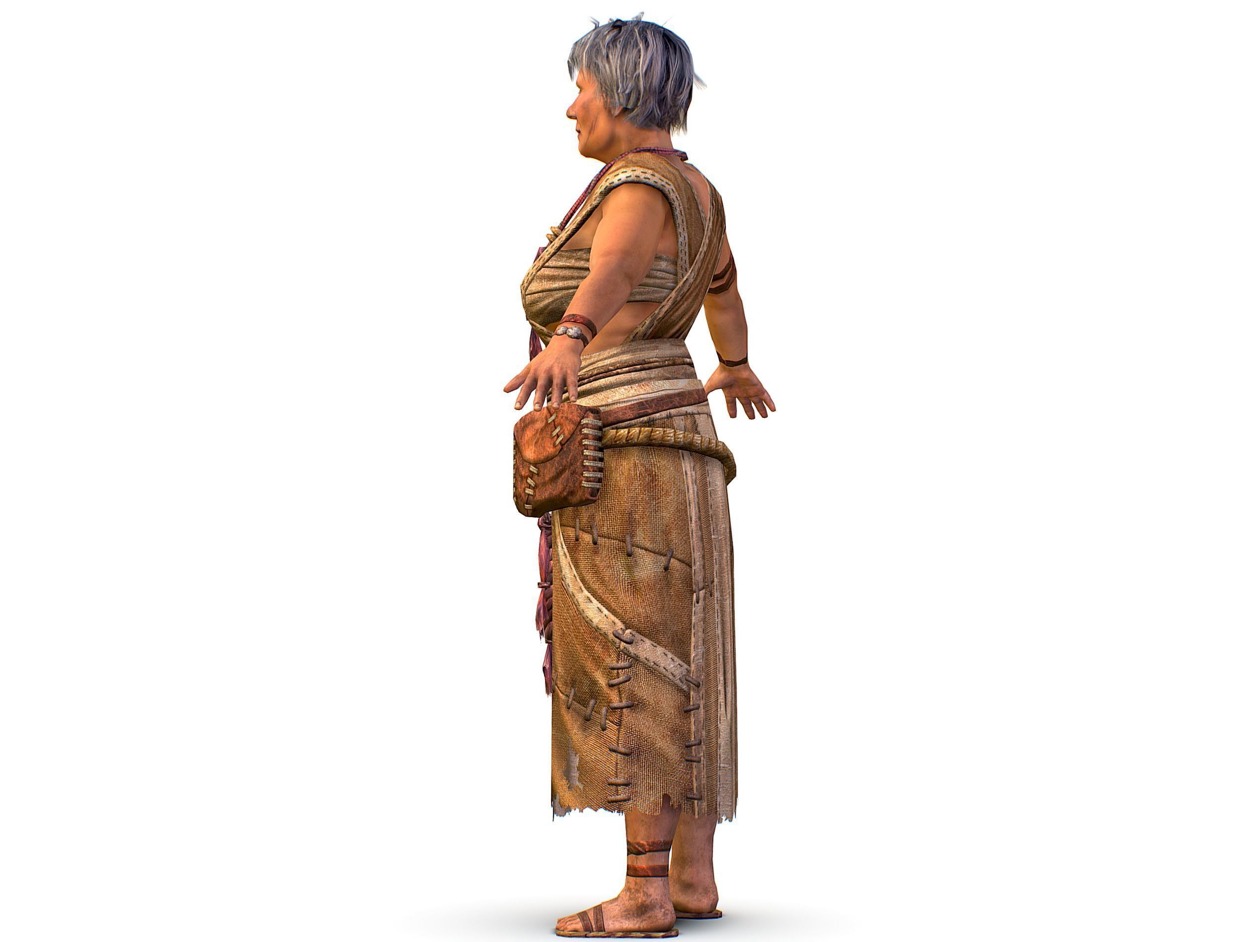 Low Poly model OldWoman Farmer Character Low-poly 3D model_4