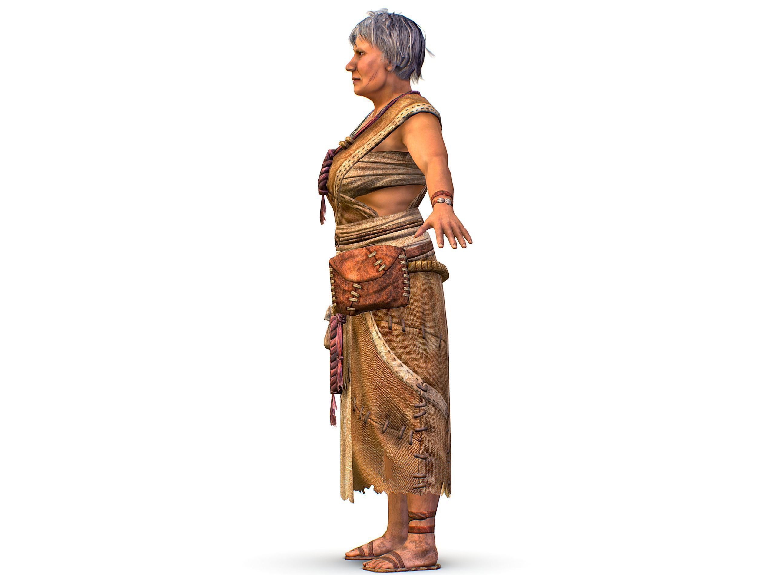 Low Poly model OldWoman Farmer Character Low-poly 3D model_3