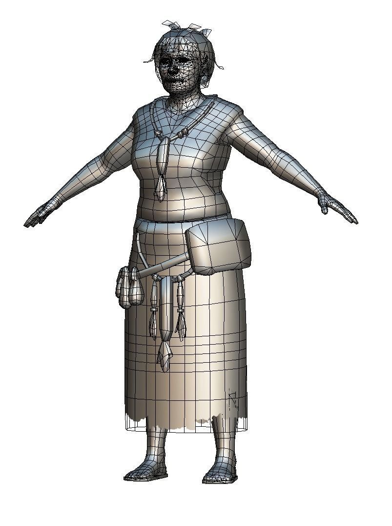 Low Poly model OldWoman Farmer Character Low-poly 3D model_30