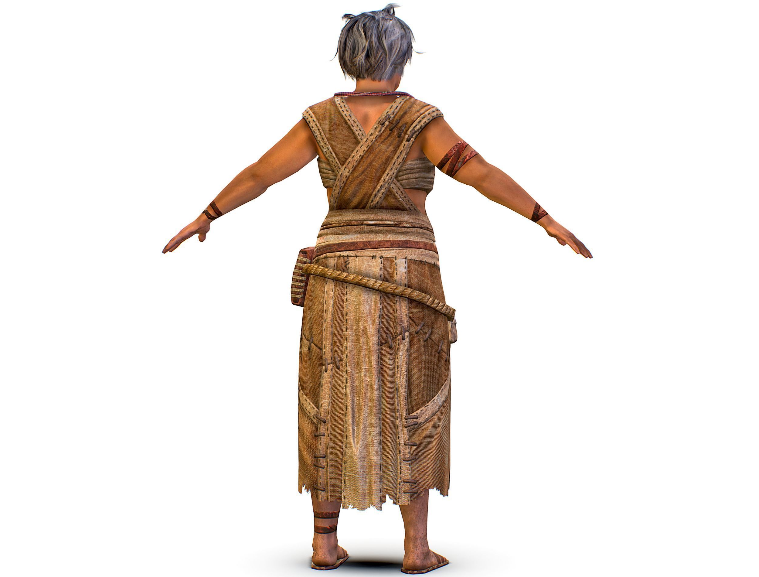Low Poly model OldWoman Farmer Character Low-poly 3D model_7
