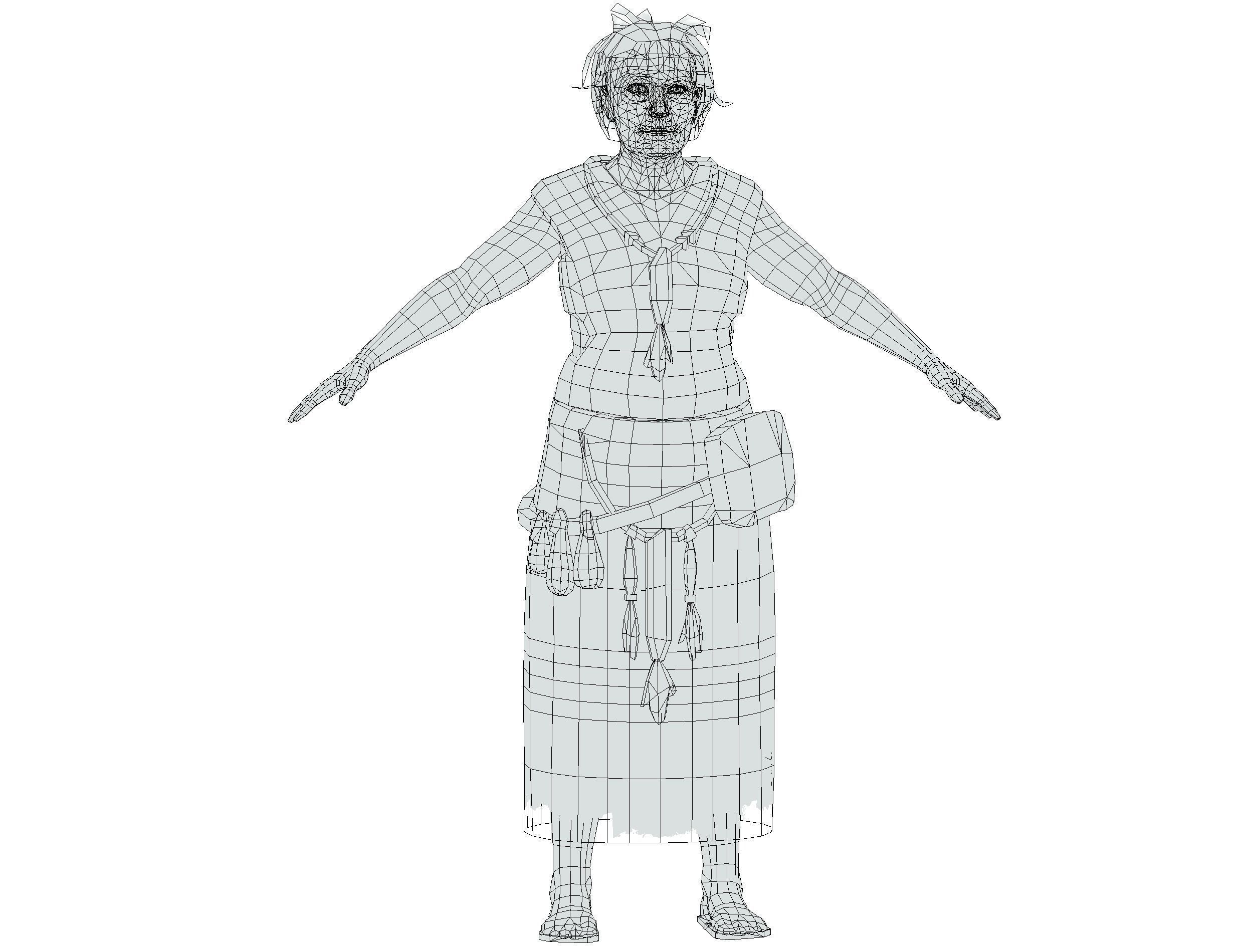 Low Poly model OldWoman Farmer Character Low-poly 3D model_22