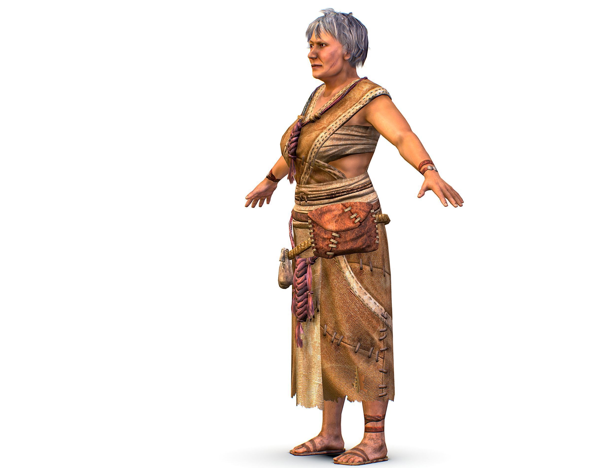 Low Poly model OldWoman Farmer Character Low-poly 3D model_2