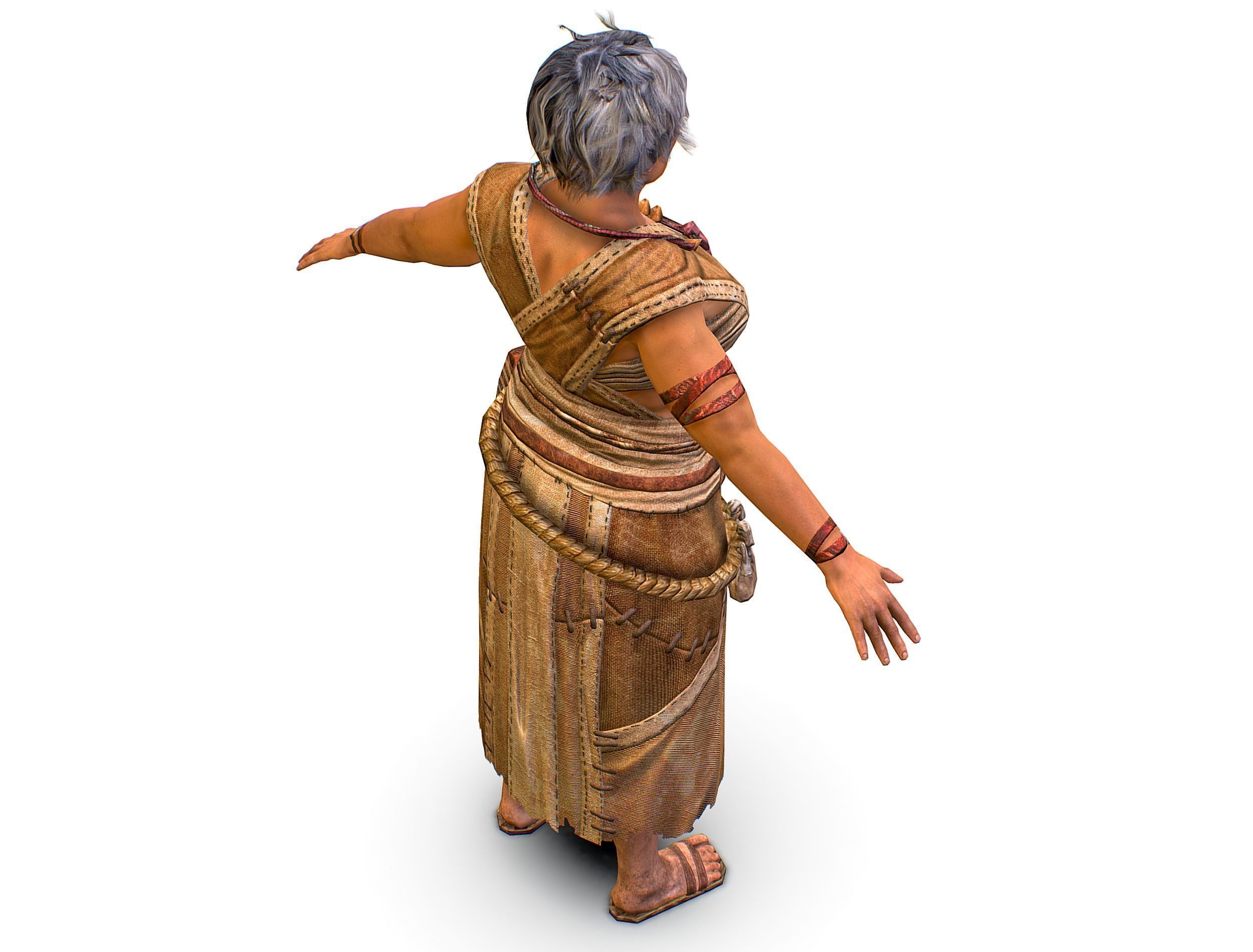Low Poly model OldWoman Farmer Character Low-poly 3D model_15
