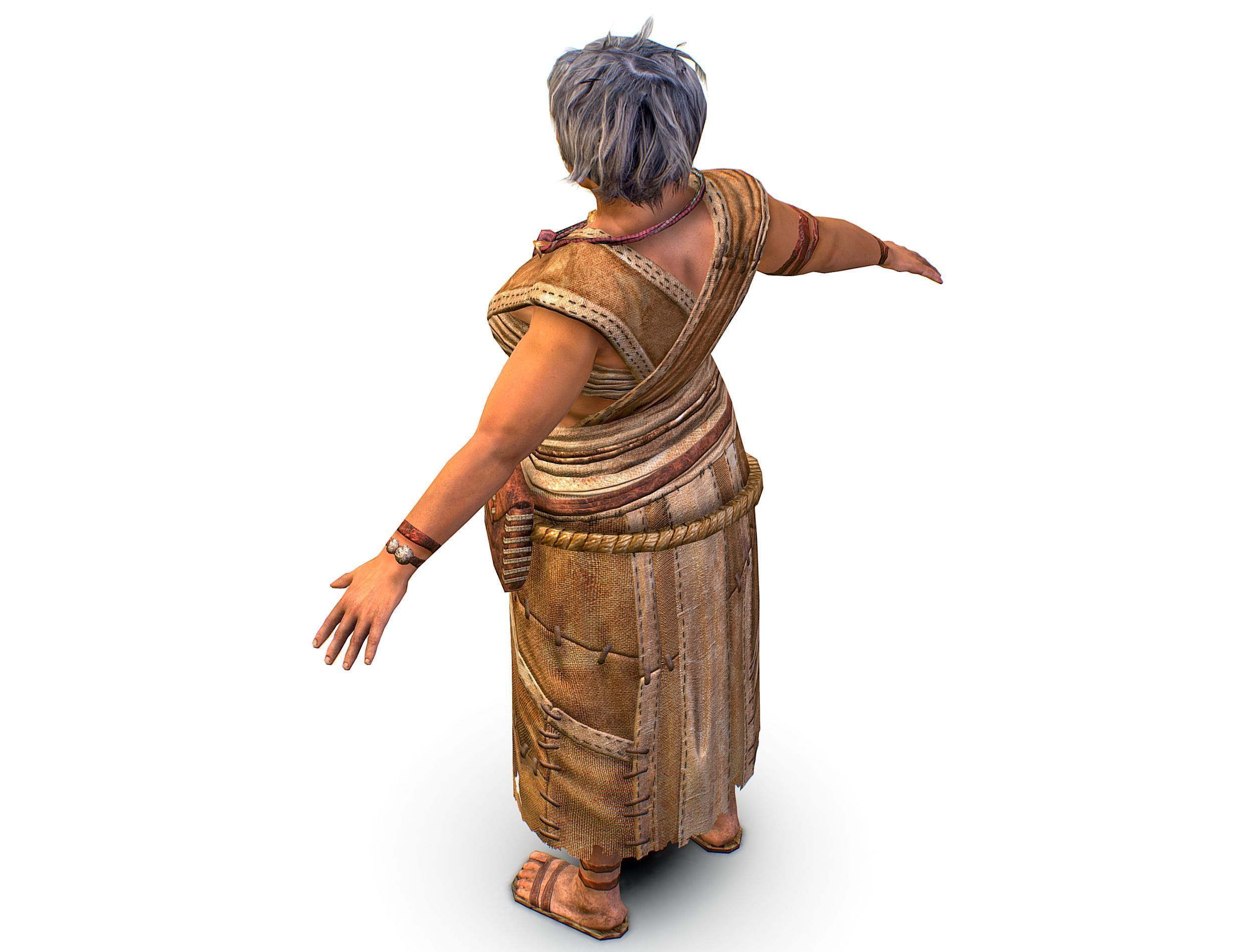 Low Poly model OldWoman Farmer Character Low-poly 3D model_14