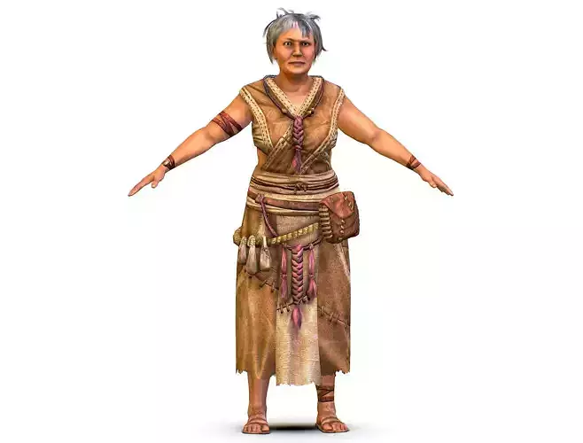 Low Poly model OldWoman Farmer Character
