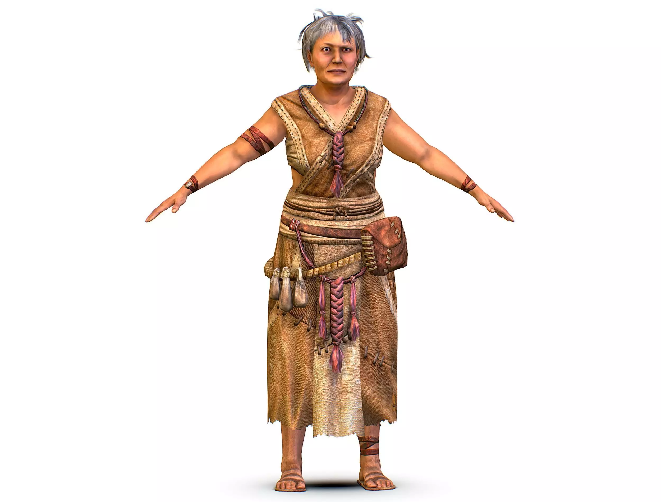 Low Poly model OldWoman Farmer Character Low-poly 3D model_0