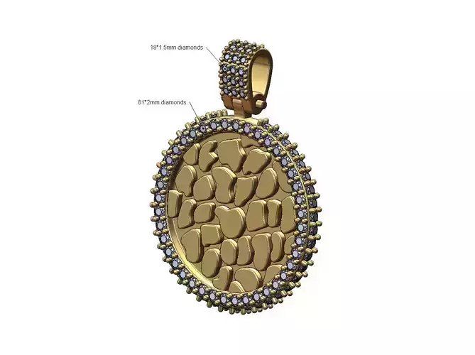 Nugget Iced diamond pendant with bail