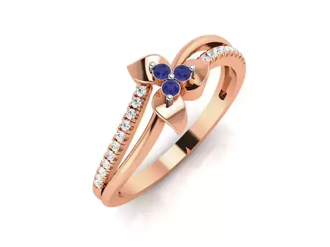 Flower Women Diamond Ring 3dm render details 3D print model