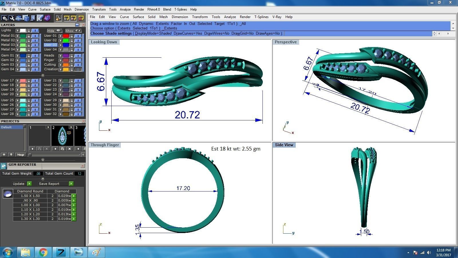 Ultra light wt minimalist Women Ring 3dm renders detail 3D print model_2