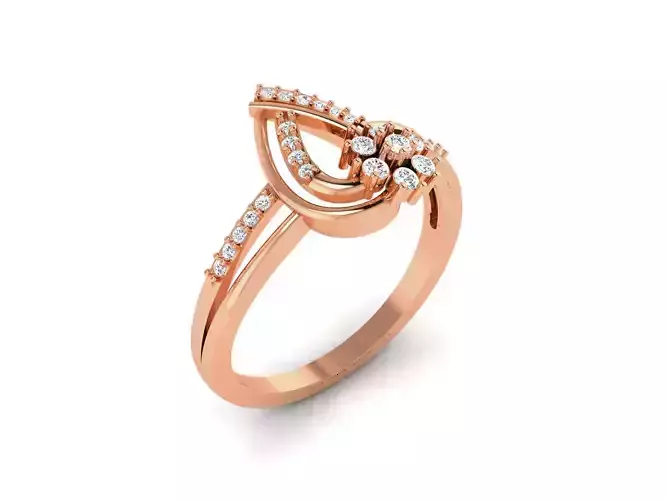 Flower Women Diamond Ring 3dm render details 3D print model