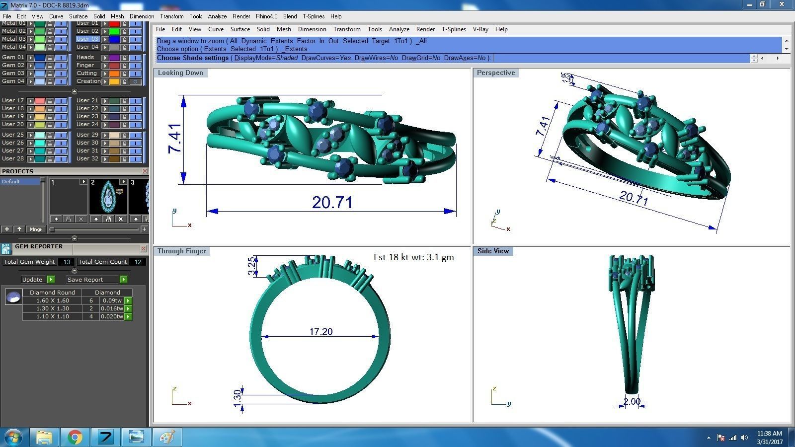 Women Diamond Ring 3dm render details 3D print model_4