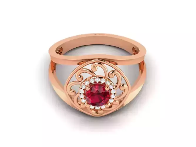 Ruby High End Cocktail Ring 3dm renders details