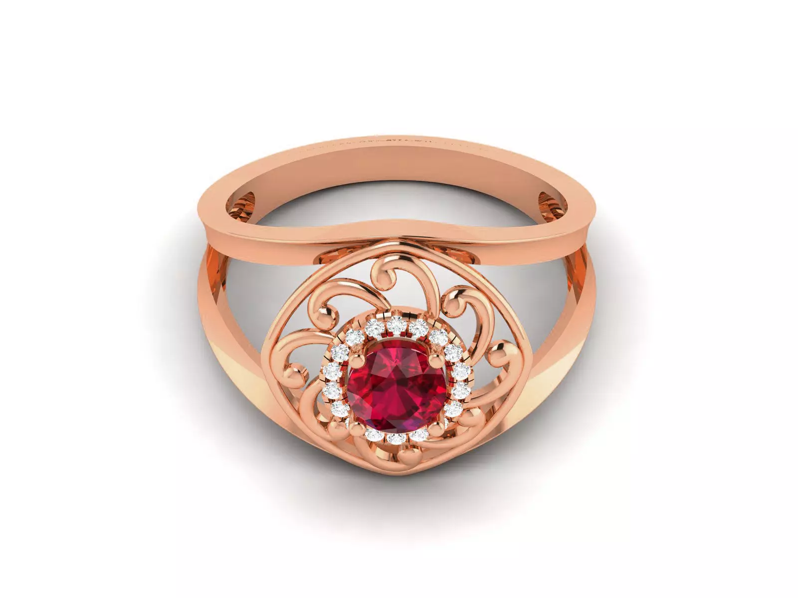 Ruby High End Cocktail Ring 3dm renders details 3D print model