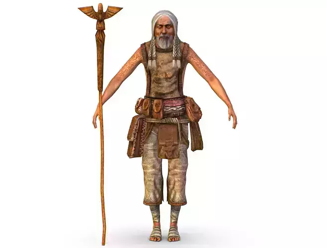 Low Poly model Base OldMan Shaman Character