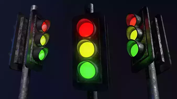 3D Traffic Signal Low-poly 3D model