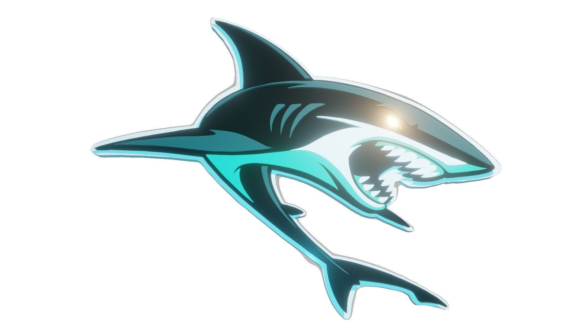San Jose Sharks logo White border 3D model_1
