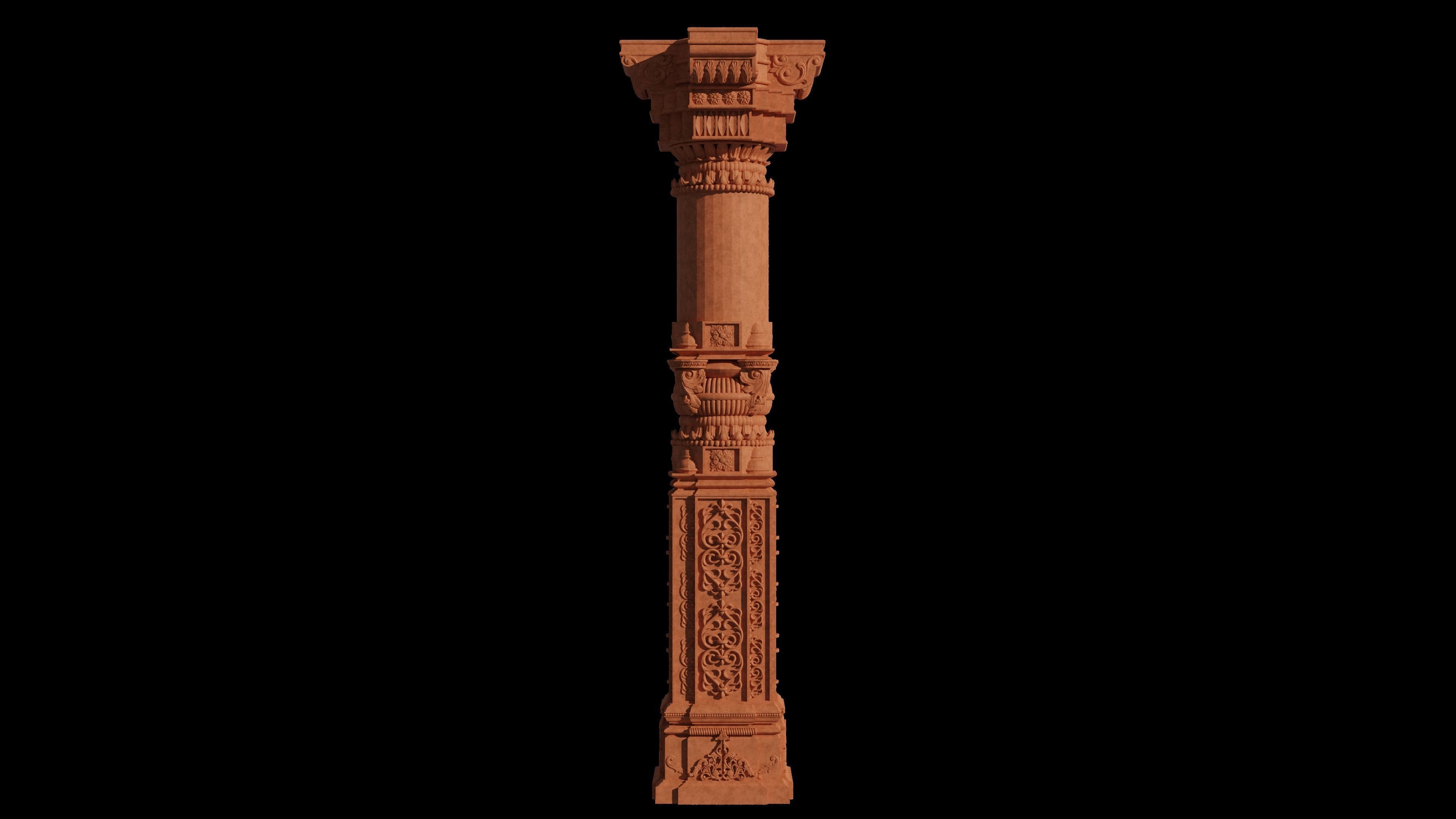 Indian Temple Pillar 2 Free 3D model_3