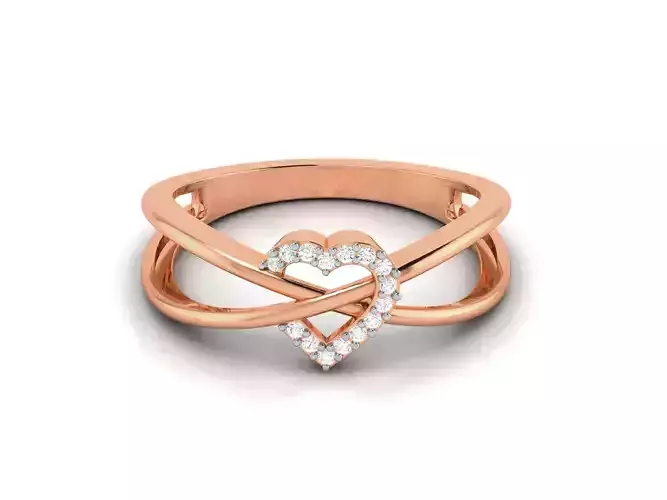Diamond Heart Ultra light wt minimalist Women Ring 3dm renders