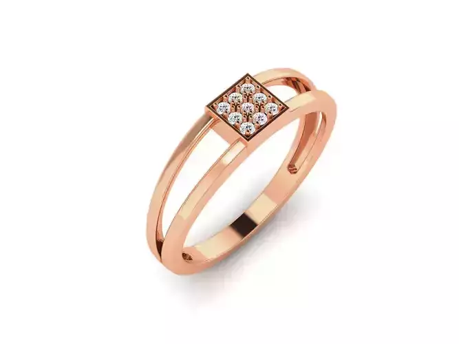 Square Ultra light wt minimalist Women Ring 3dm renders detail 3D print model