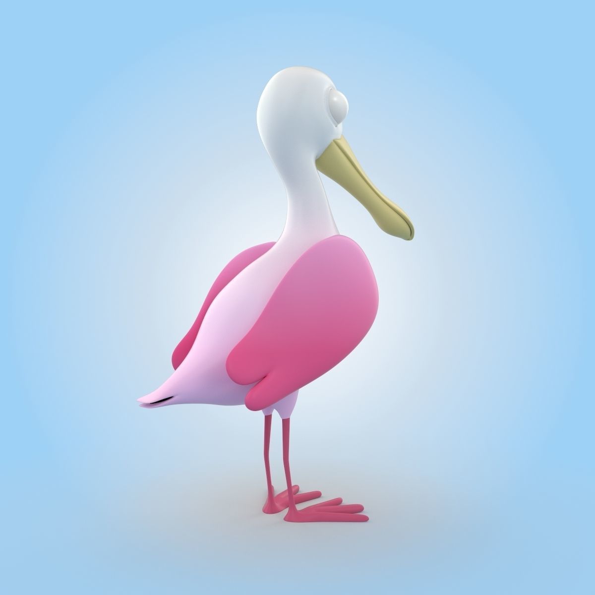 Roseate Spoonbill Bird 3D model_1