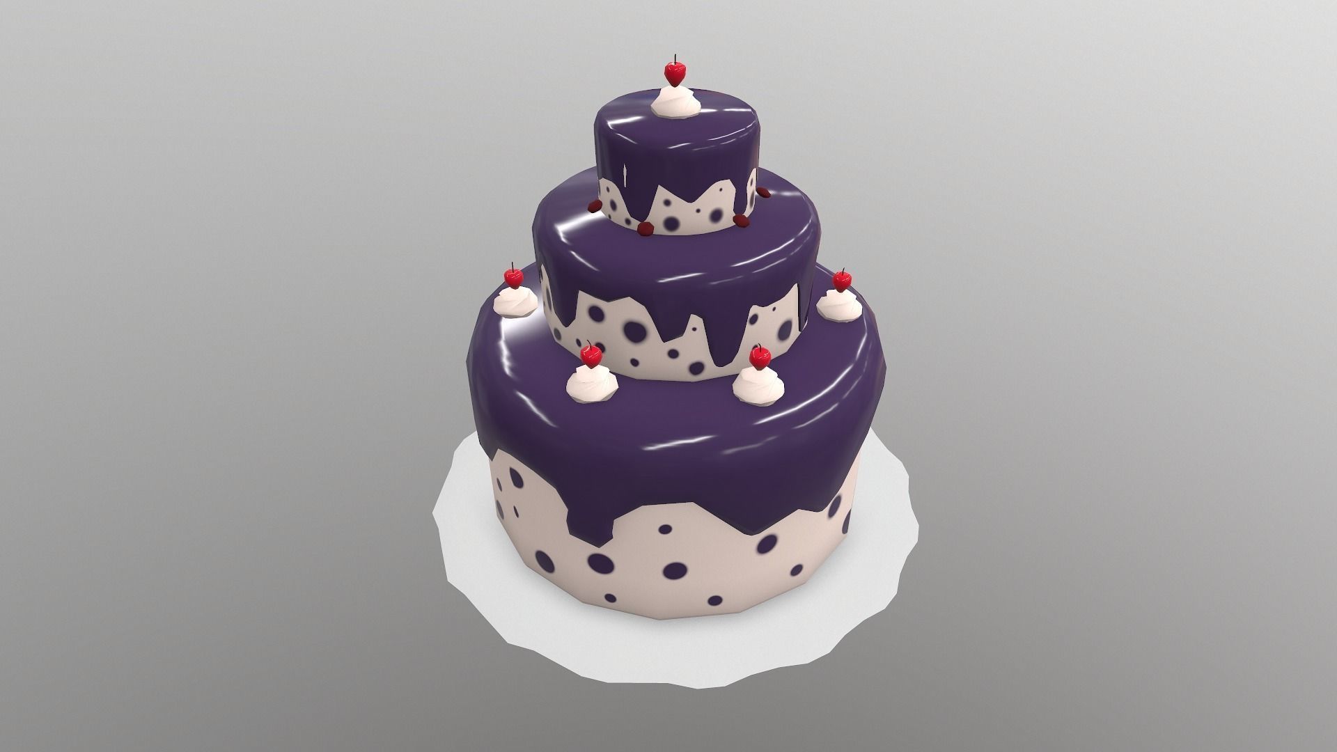 Low Poly Cake birthday Free low-poly 3D model_17